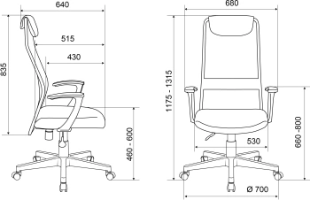 Кресло руководителя Бюрократ KB-8, обивка: сетка/ткань, цвет: темно-серый TW-12 (KB-8/DG/TW-12)